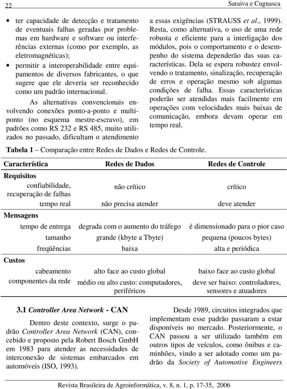 As alternativas convencionais envolvendo conexões ponto-a-ponto e multiponto (no esquema mestre-escravo), em padrões como RS 232 e RS 485, muito utilizados no passado, dificultam o atendimento Tabela