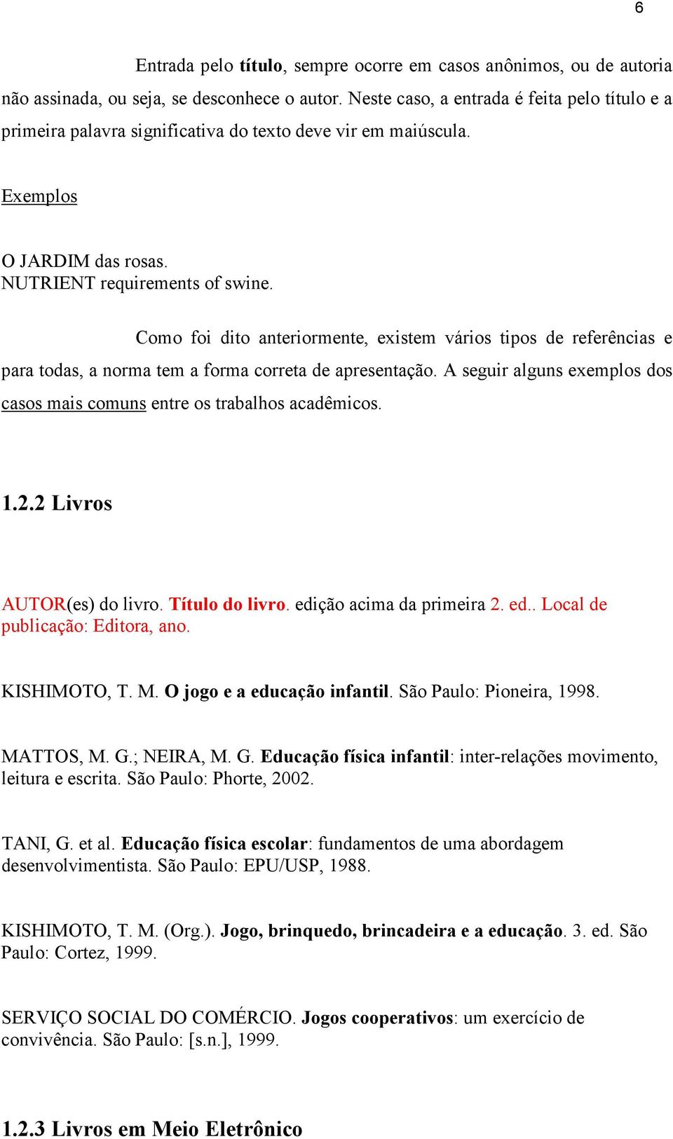 Como foi dito anteriormente, existem vários tipos de referências e para todas, a norma tem a forma correta de apresentação.