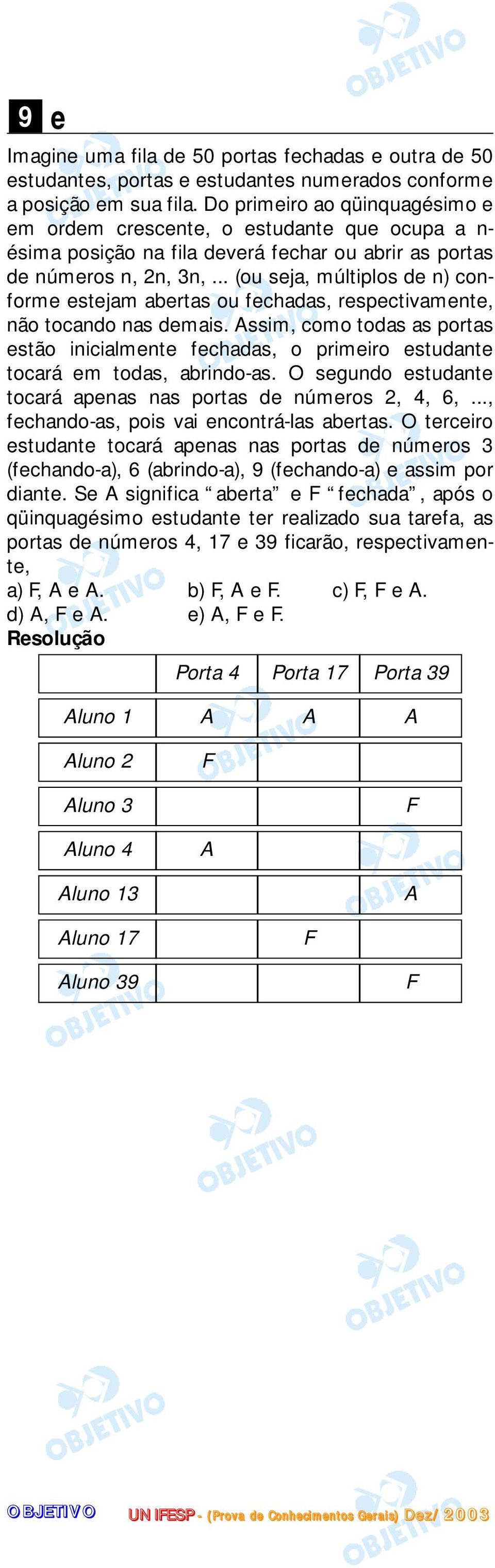 .. (ou seja, múltiplos de n) conforme estejam abertas ou fechadas, respectivamente, não tocando nas demais.