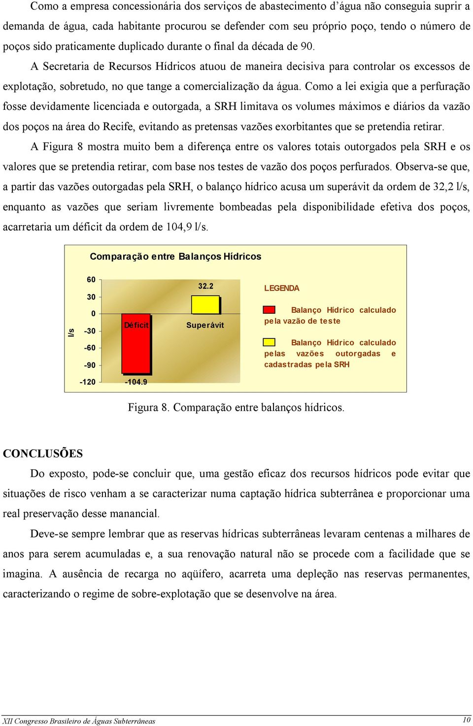 A Secretaria de Recursos Hídricos atuou de maneira decisiva para controlar os excessos de explotação, sobretudo, no que tange a comercialização da água.