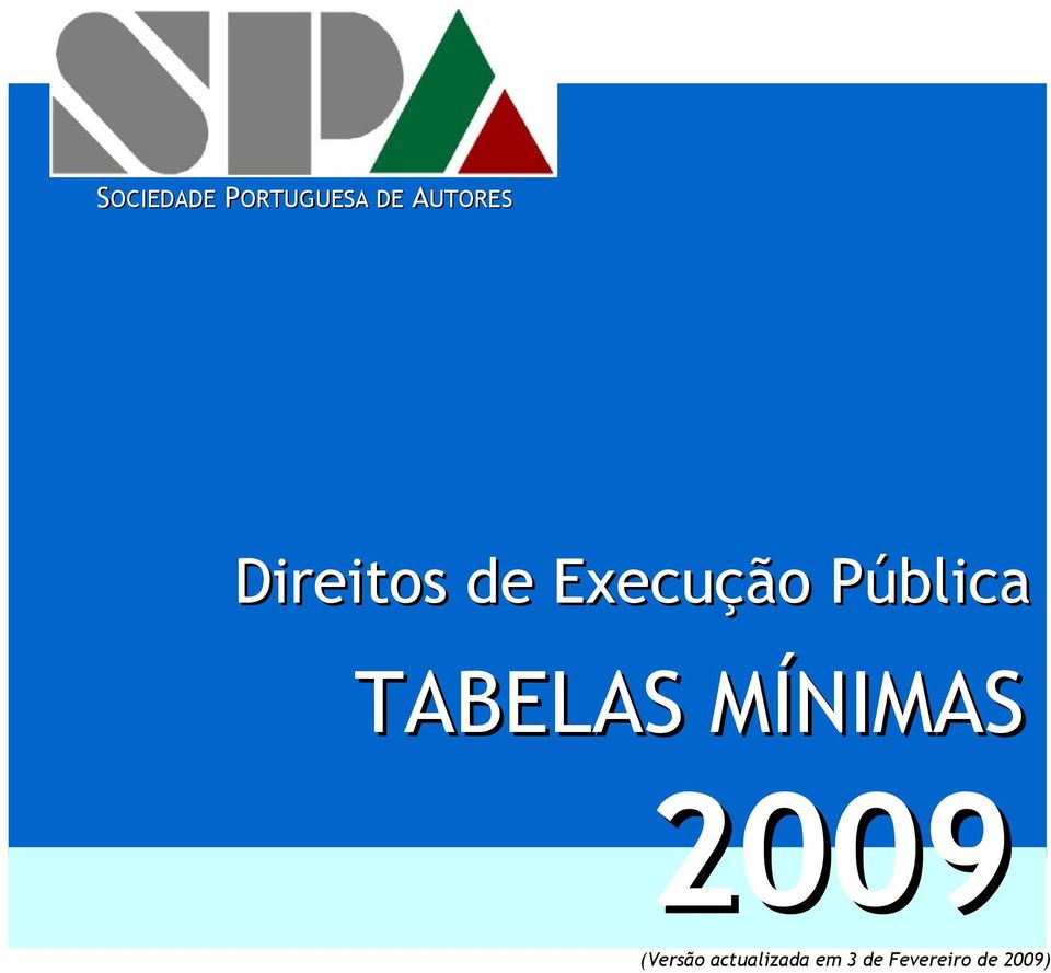 TABELAS MÍNIMAS 2009 (Versão