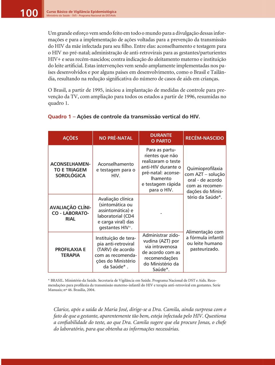 Entre elas: aconselhamento e testagem para o HIV no pré-natal; administração de anti-retrovirais para as gestantes/parturientes HIV+ e seus recém-nascidos; contra indicação do aleitamento materno e