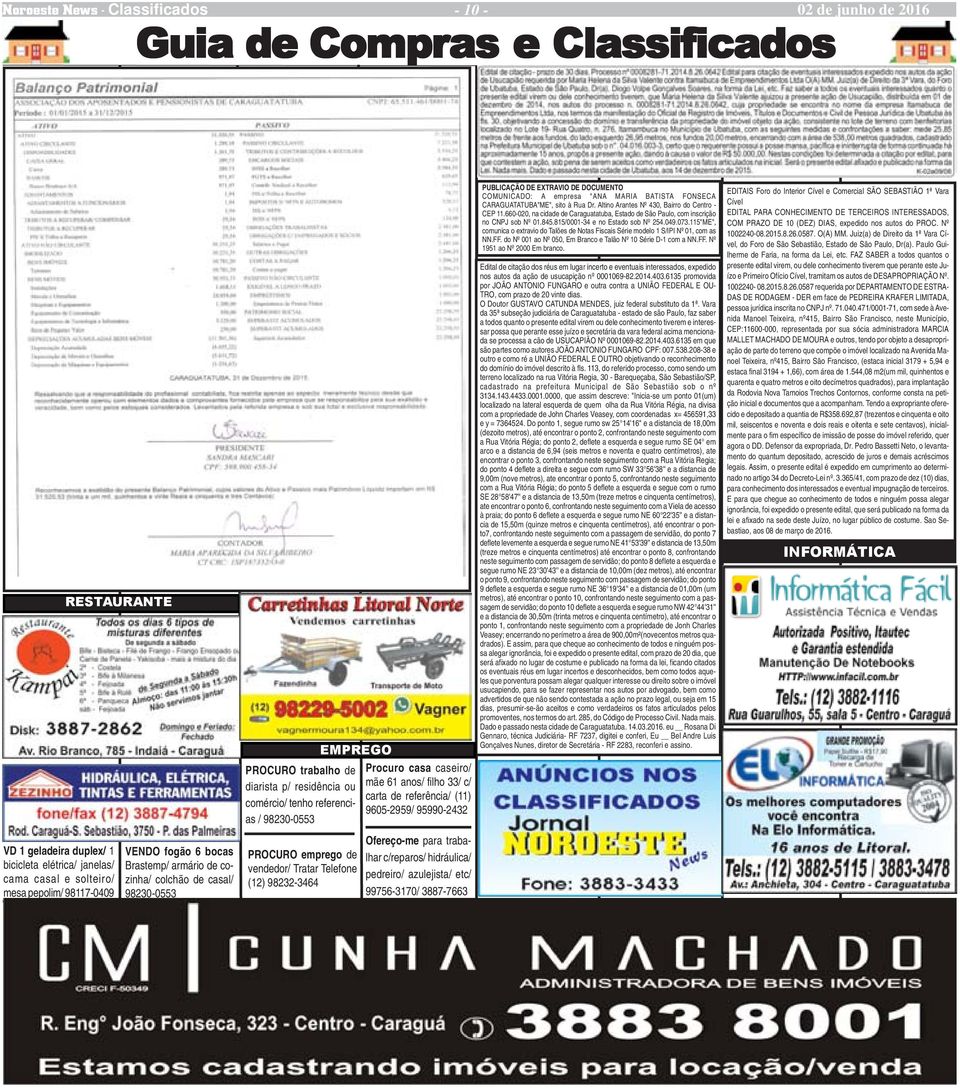 PROCURO trabalho de diarista p/ residência ou comércio/ tenho referencias / 98230-0553 PROCURO emprego de vendedor/ Tratar Telefone (12) 98232-3464 Procuro casa caseiro/ mãe 61 anos/ filho 33/ c/