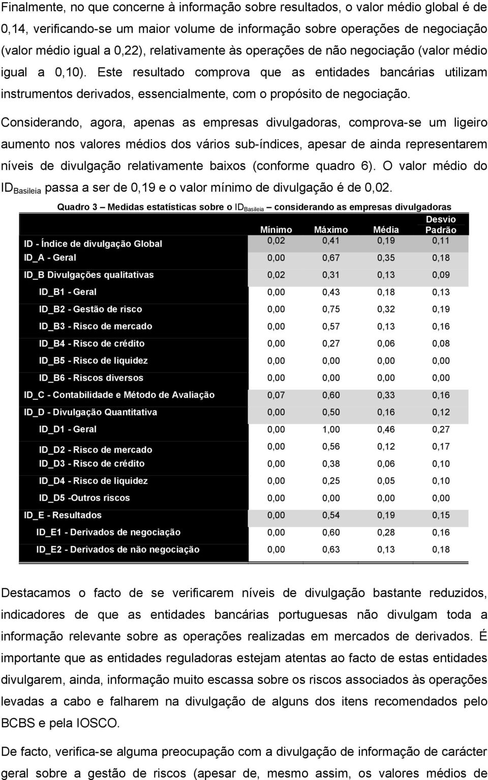 Este resultado comprova que as entidades bancárias utilizam instrumentos derivados, essencialmente, com o propósito de negociação.