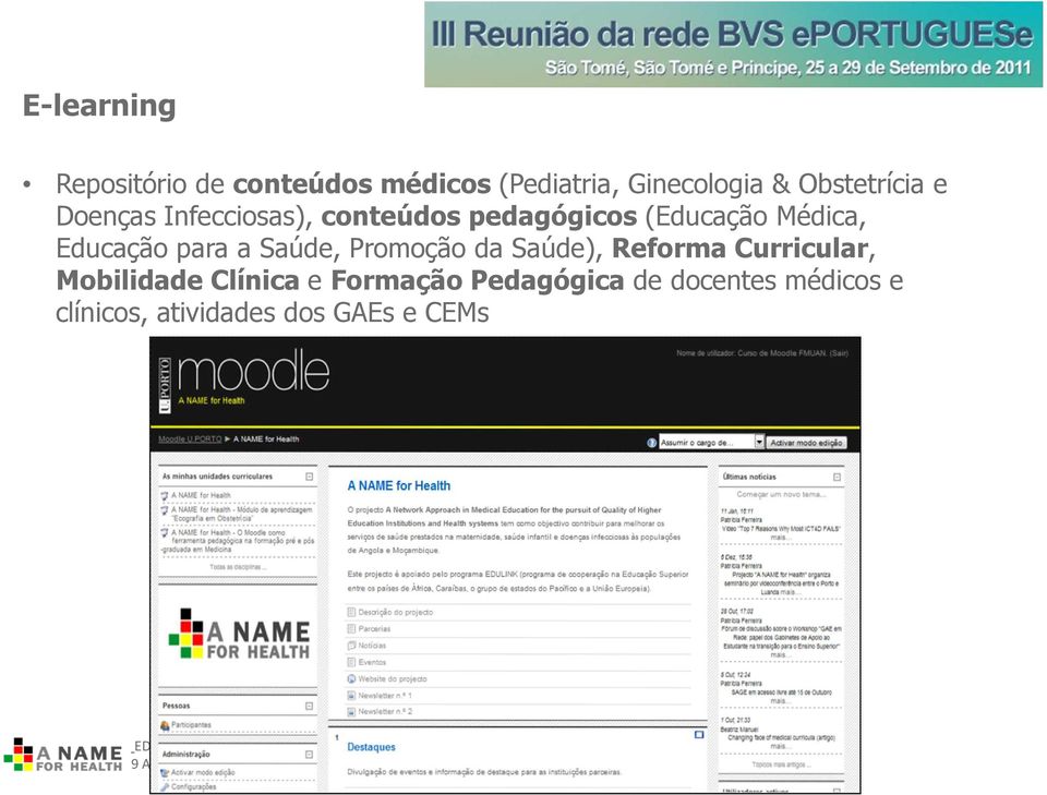 Educação para a Saúde, Promoção da Saúde), Reforma Curricular, Mobilidade