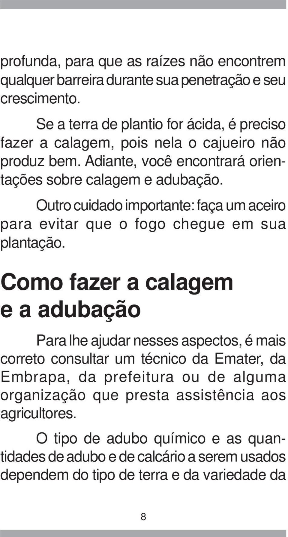 Outro cuidado importante: faça um aceiro para evitar que o fogo chegue em sua plantação.