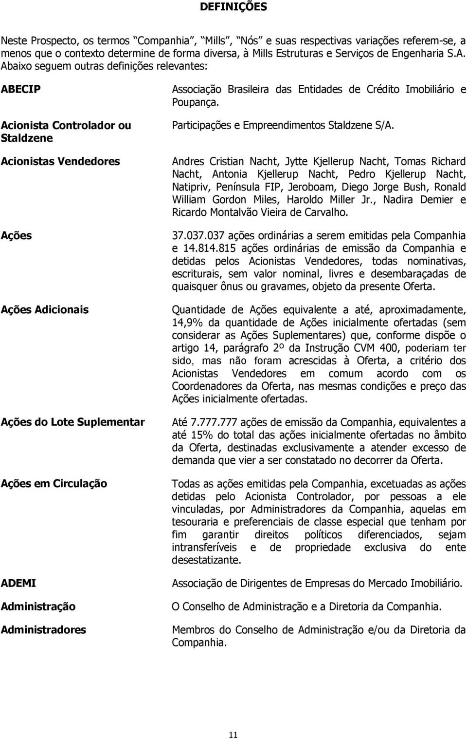 Administradores Associação Brasileira das Entidades de Crédito Imobiliário e Poupança. Participações e Empreendimentos Staldzene S/A.