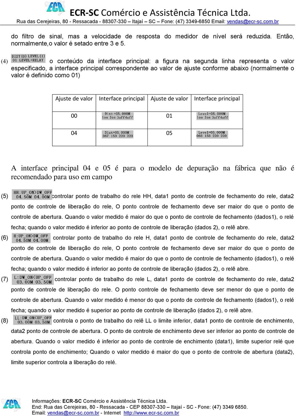 definido como 01) Ajuste de valor Interface principal Ajuste de valor Interface principal 00 01 04 05 A interface principal 04 e 05 é para o modelo de depuração na fábrica que não é recomendado para