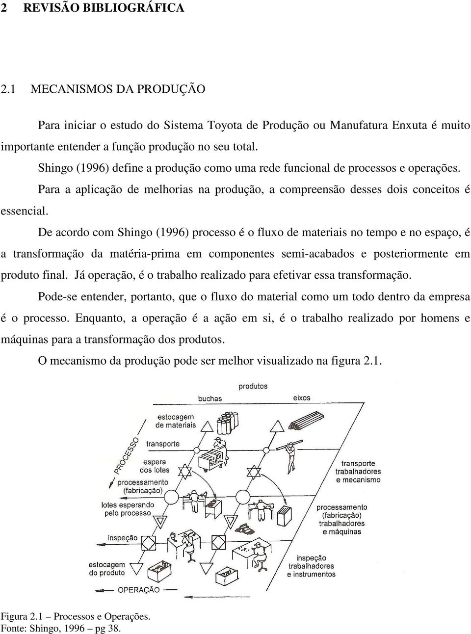 De acordo com Shingo (1996) processo é o fluxo de materiais no tempo e no espaço, é a transformação da matéria-prima em componentes semi-acabados e posteriormente em produto final.