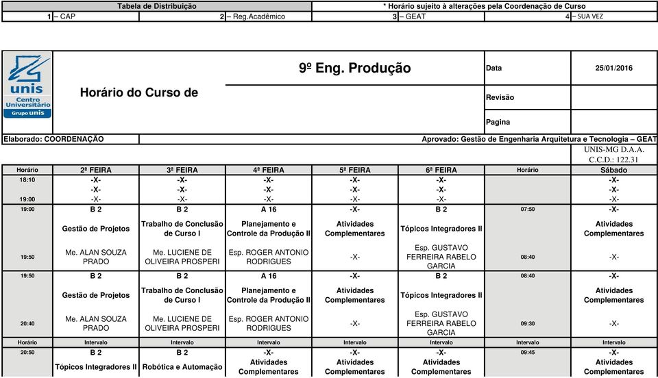 ROGER ANTONIO RODRIGUES 18:10 19:00 19:00 B 2 B 2 A 16 B 2 07:50 Tópicos Integradores II 08:40 20:40 Gestão de Projetos Me.