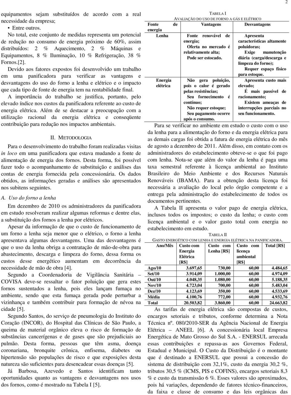 Refrigeração, 38 % Fornos.[2].