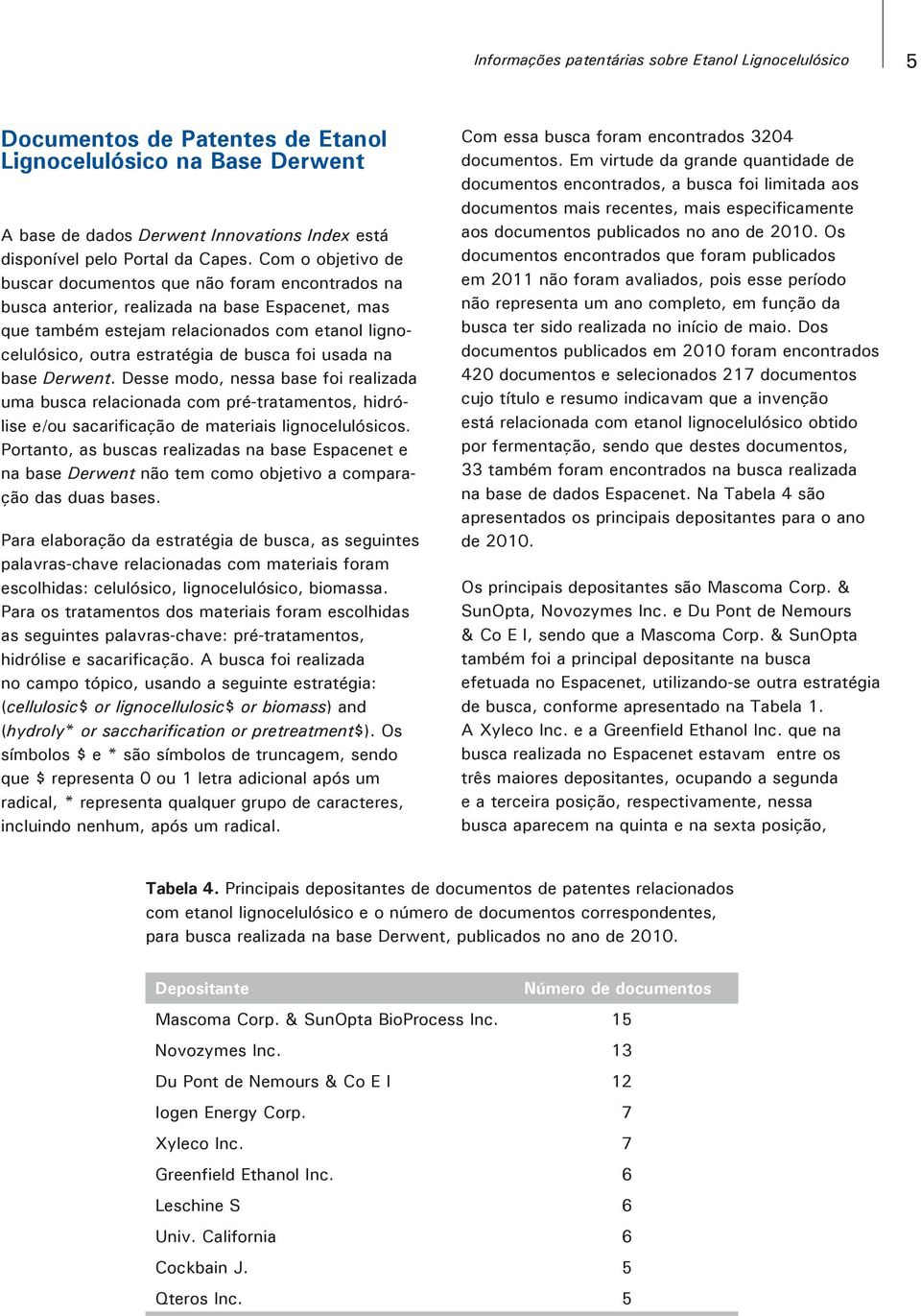 foi usada na base Derwent. Desse modo, nessa base foi realizada uma busca relacionada com pré-tratamentos, hidrólise e/ou sacarificação de materiais lignocelulósicos.