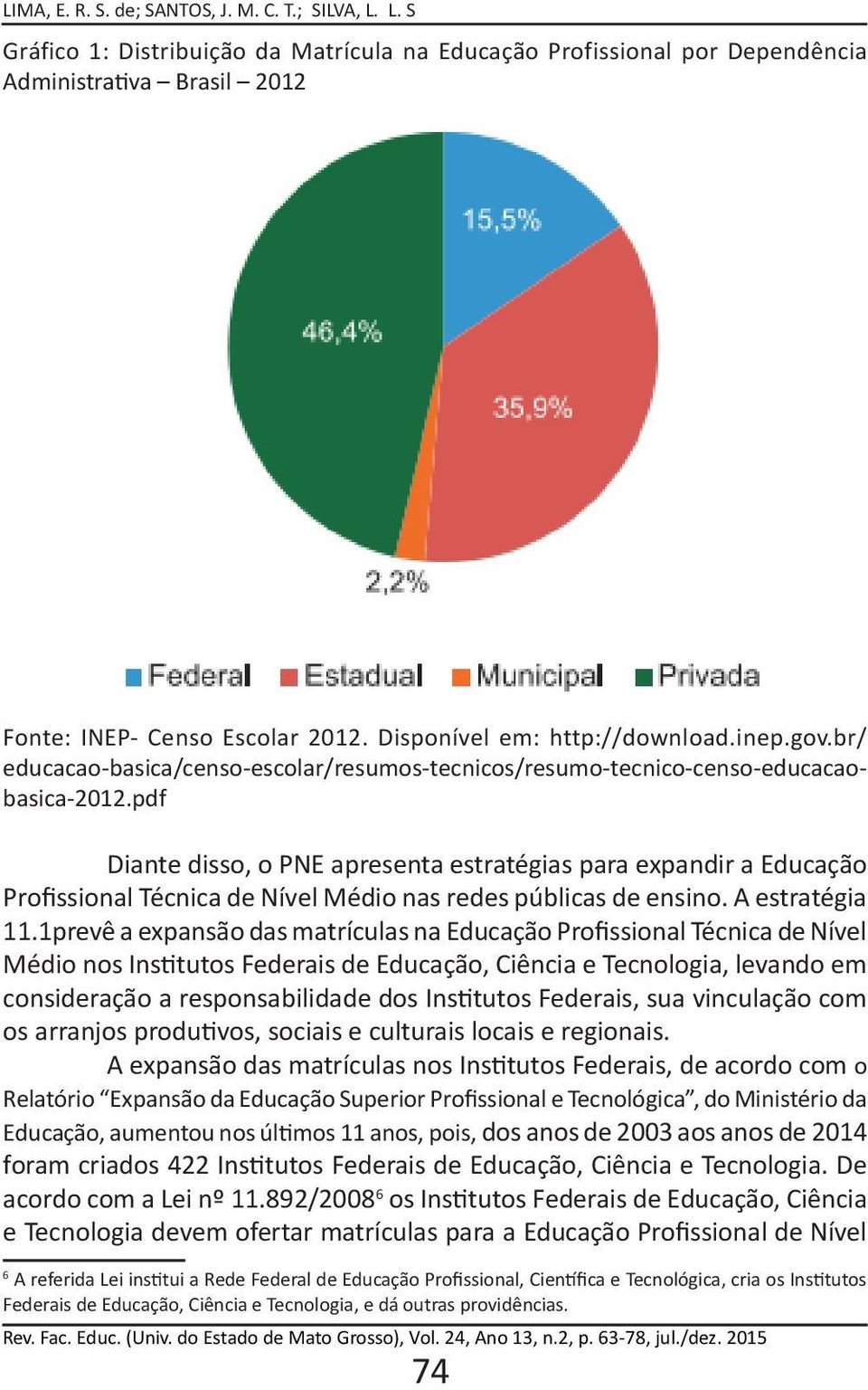 pdf Diante disso, o PNE apresenta estratégias para expandir a Educação Profissional Técnica de Nível Médio nas redes públicas de ensino. A estratégia 11.