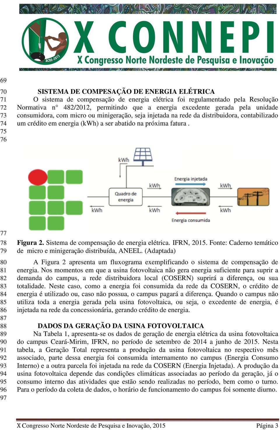 77 78 79 80 81 82 83 84 85 86 87 88 89 90 91 92 93 94 95 96 97 Figura 2. Sistema de compensação de energia elétrica. IFRN, 2015. Fonte: Caderno temático de micro e minigeração distribuída, ANEEL.