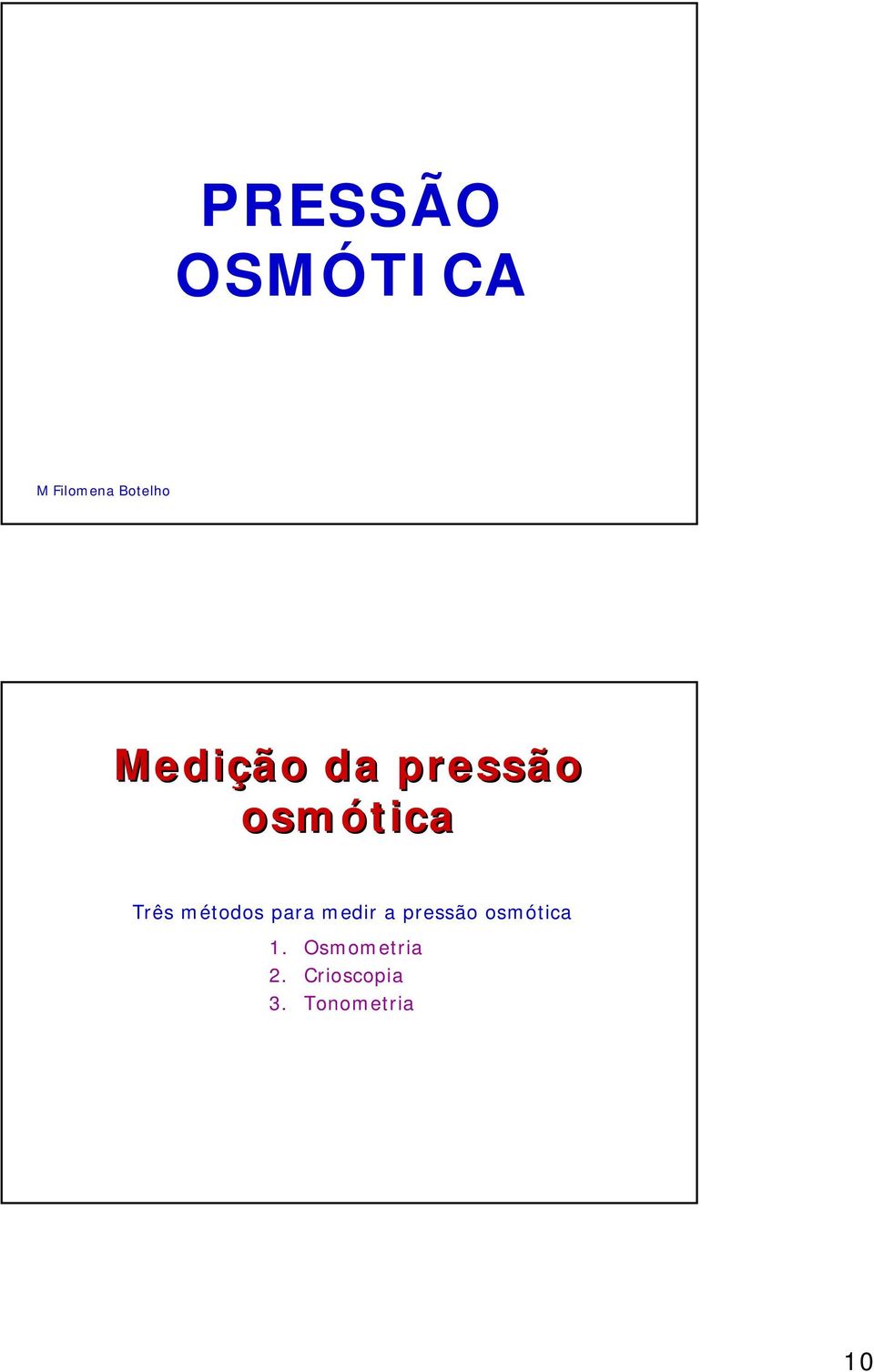 métodos para medir a pressão osmótica