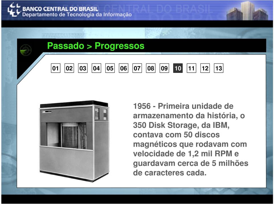 da IBM, contava com 50 discos magnéticos que rodavam com