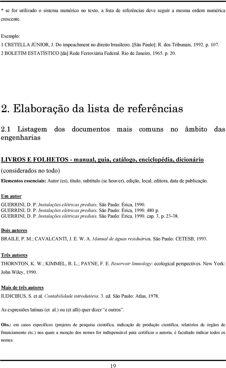 1 Listagem dos documentos mais comuns no âmbito das engenharias LIVROS E FOLHETOS - manual, guia, catálogo, enciclopédia, dicionário (considerados no todo) Elementos essenciais: Autor (es), título,