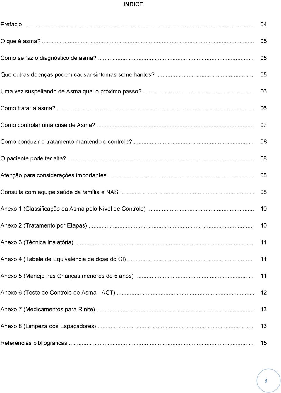 .. 08 Consulta com equipe saúde da família e NASF... 08 Anexo 1 (Classificação da Asma pelo Nível de Controle)... 10 Anexo 2 (Tratamento por Etapas)... 10 Anexo 3 (Técnica Inalatória).