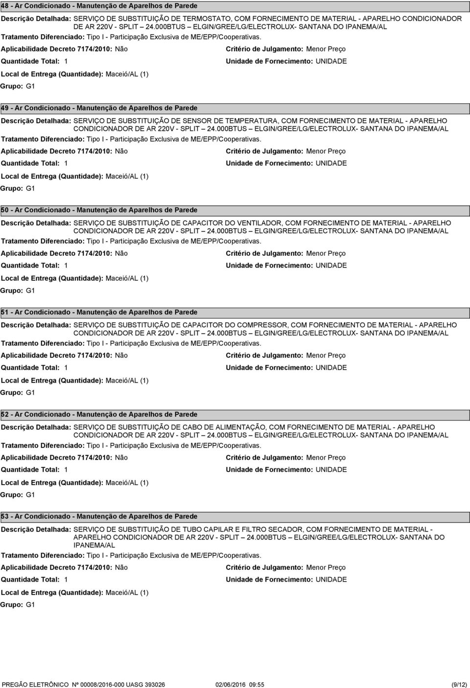 TEMPERATURA, COM FORNECIMENTO DE MATERIAL - APARELHO CONDICIONADOR DE AR 0V - SPLIT.