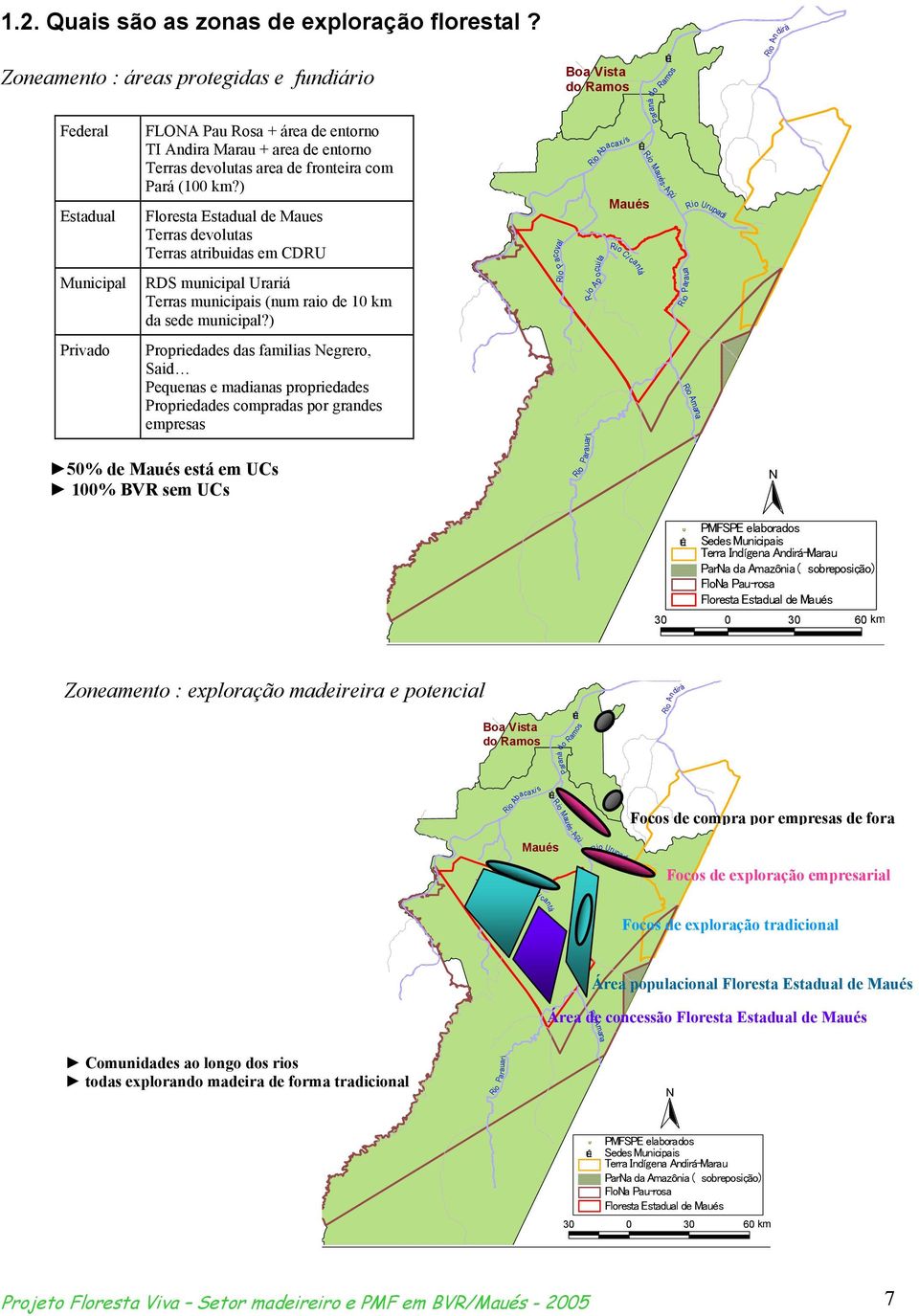 ) Floresta Estadual de Maues Terras devolutas Terras atribuidas em CDRU RDS municipal Urariá Terras municipais (num raio de 10 km da sede municipal?