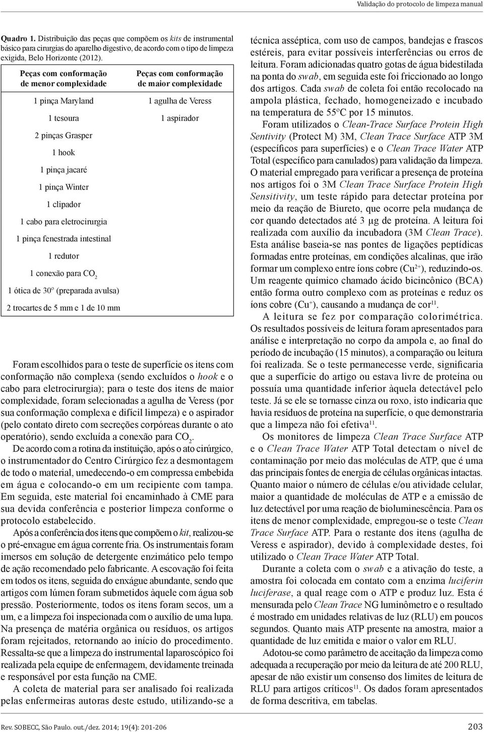 Peças com conformação de menor complexidade Foram escolhidos para o teste de superfície os itens com conformação não complexa (sendo excluídos o hook e o cabo para eletrocirurgia); para o teste dos