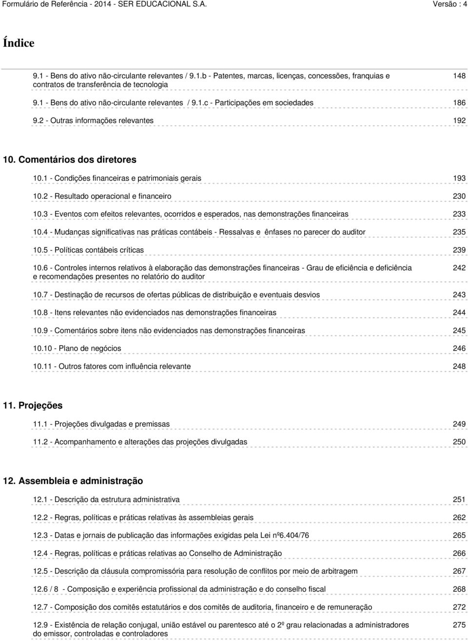 1 - Condições financeiras e patrimoniais gerais 193 10.2 - Resultado operacional e financeiro 230 10.3 - Eventos com efeitos relevantes, ocorridos e esperados, nas demonstrações financeiras 233 10.