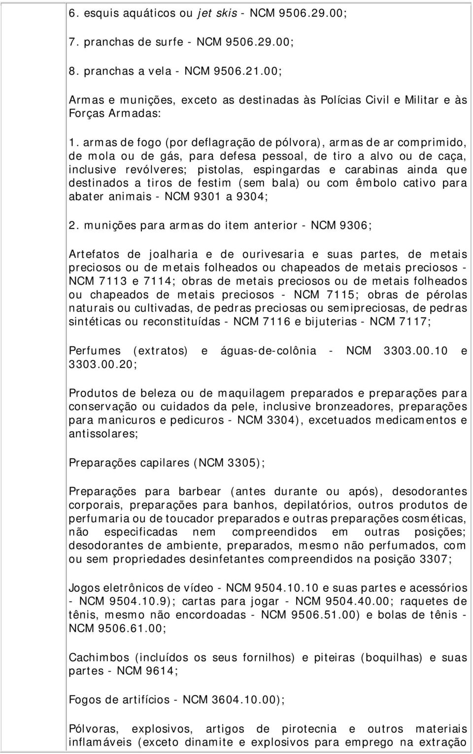 armas de fogo (por deflagração de pólvora), armas de ar comprimido, de mola ou de gás, para defesa pessoal, de tiro a alvo ou de caça, inclusive revólveres; pistolas, espingardas e carabinas ainda