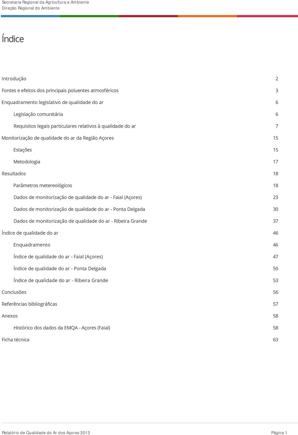 23 Dados de monitorização de qualidade do ar - Ponta Delgada 30 Dados de monitorização de qualidade do ar - Ribeira Grande 37 Índice de qualidade do ar 46 Enquadramento 46 Índice de qualidade do ar -