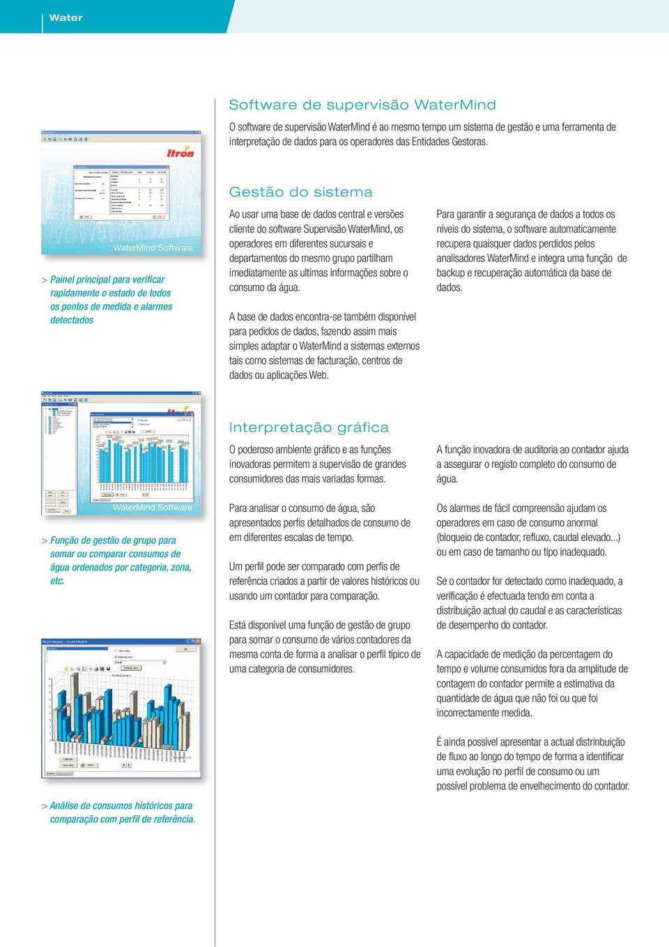 WaterMind, os operadores em diferentes sucursais e departamentos do mesmo grupo partilham imediatamente as ultimas informações sobre o consumo da água.