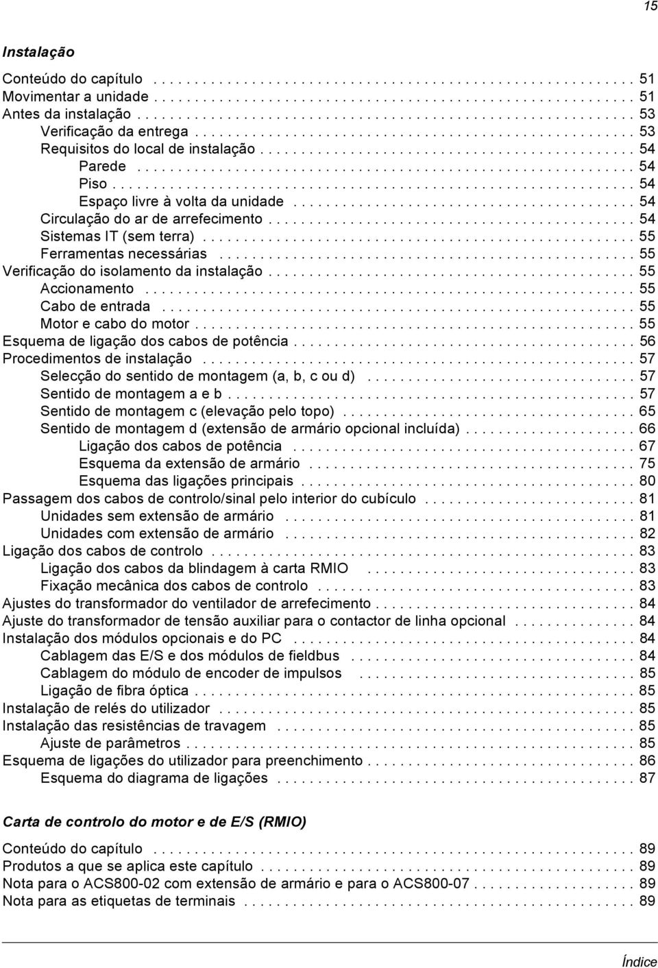 ............................................................ 54 Piso................................................................ 54 Espaço livre à volta da unidade.