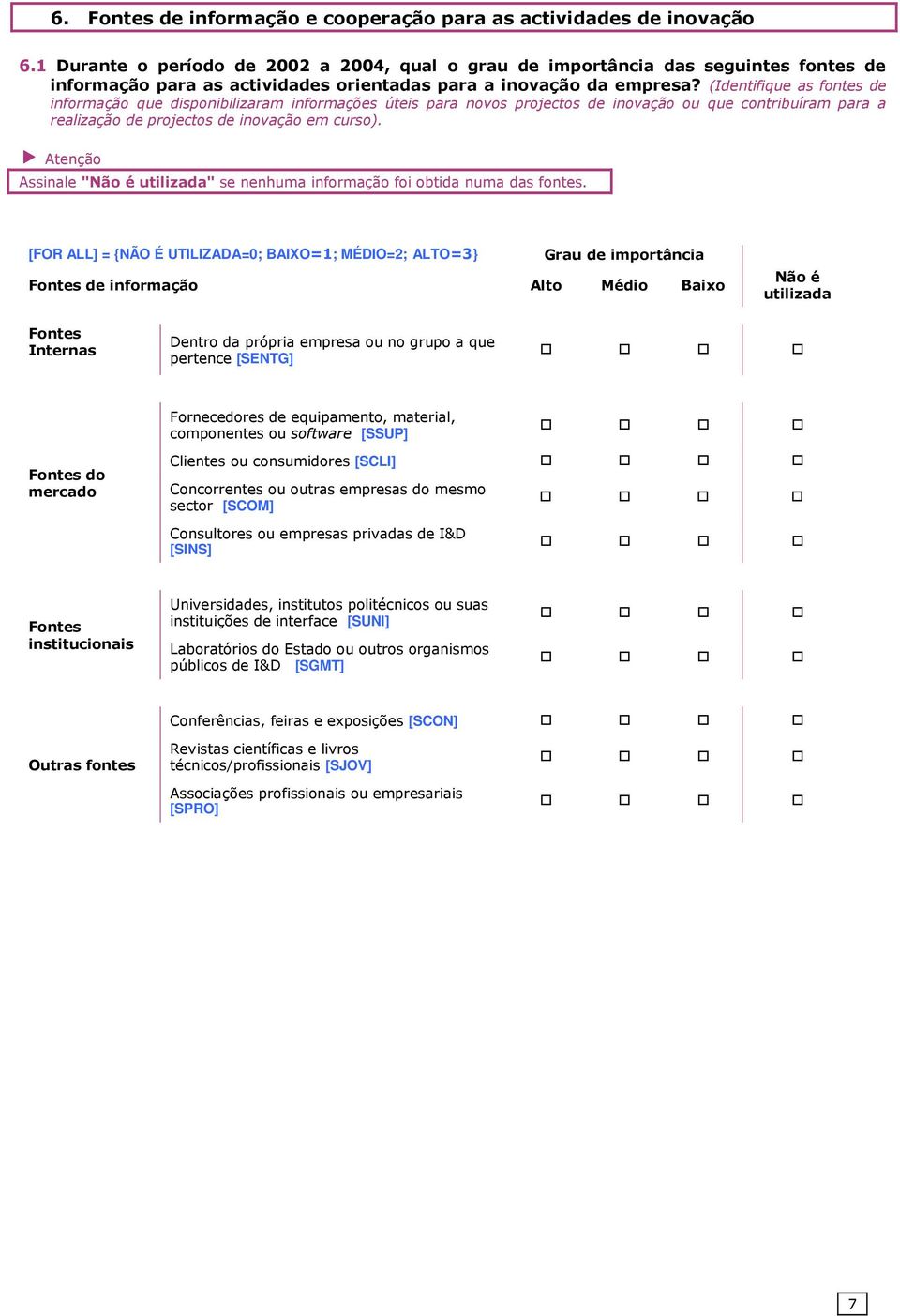 (Identifique as fontes de informação que disponibilizaram informações úteis para novos projectos de inovação ou que contribuíram para a realização de projectos de inovação em curso).