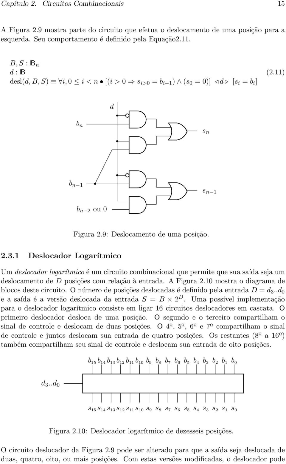 logarítmico é um circuito combinacional que permite que sua saída seja um deslocamento de D posições com relação à entrada A Figura 210 mostra o diagrama de blocos deste circuito O número de posições