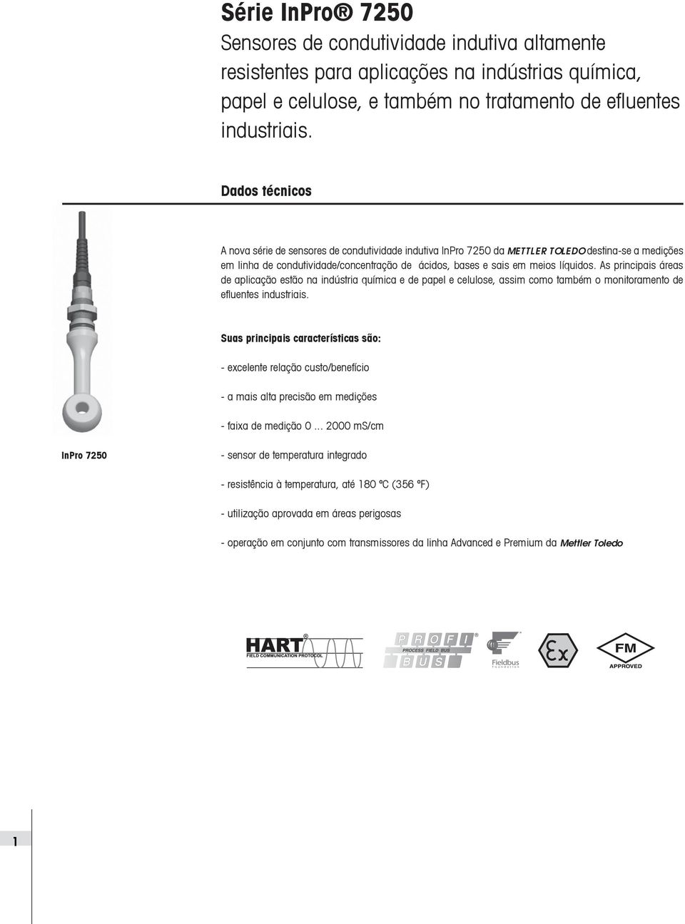 As principais áreas de aplicação estão na indústria química e de papel e celulose, assim como também o monitoramento de efluentes industriais.