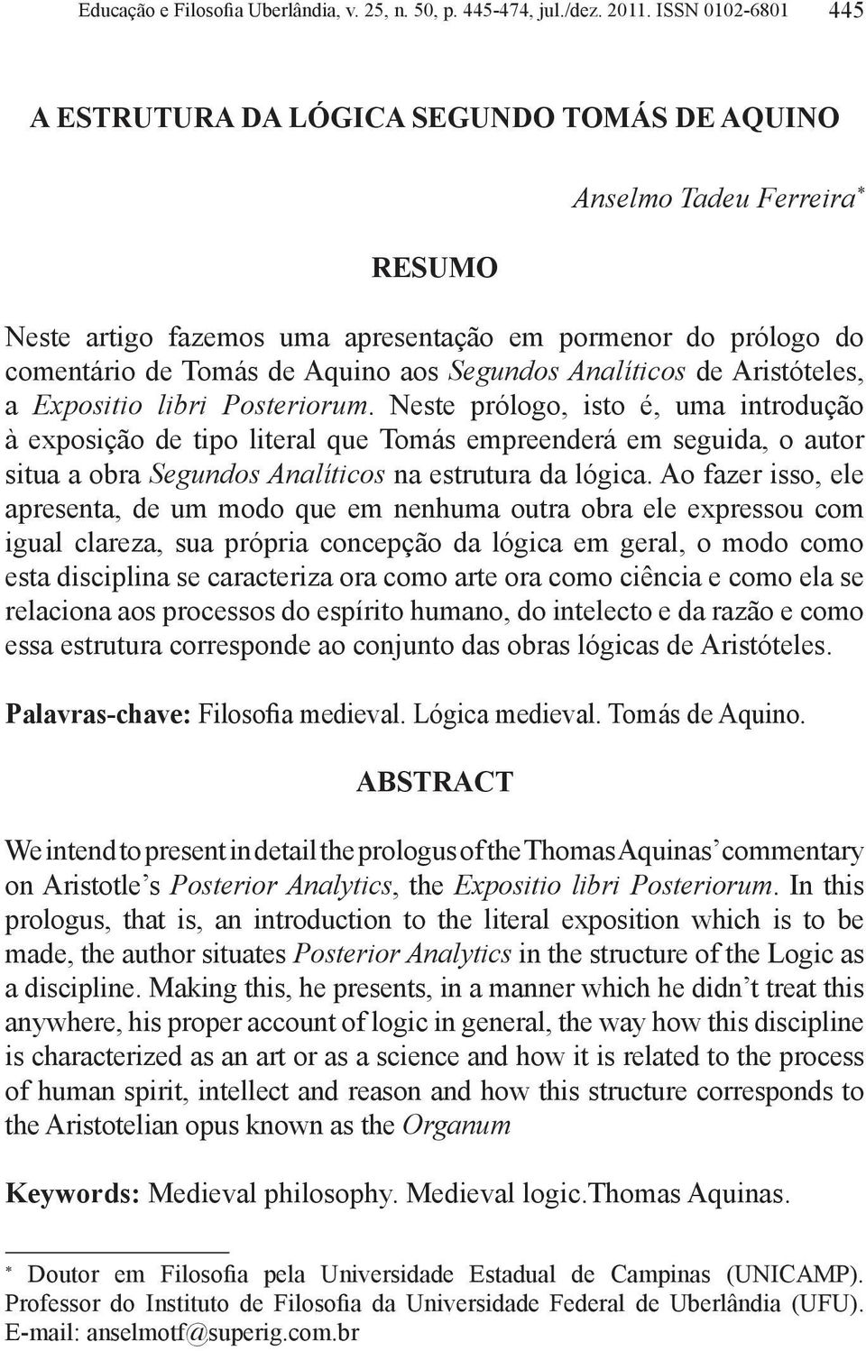 Segundos Analíticos de Aristóteles, a Expositio libri Posteriorum.