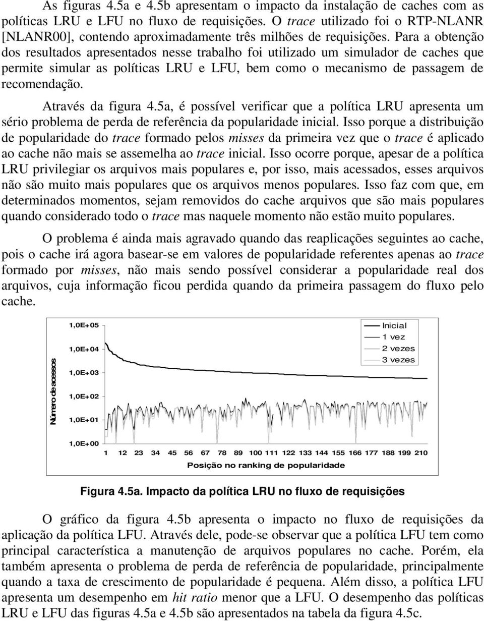 Para a obtenção dos resultados apresentados nesse trabalho foi utilizado um simulador de caches que permite simular as políticas LRU e LFU, bem como o mecanismo de passagem de recomendação.