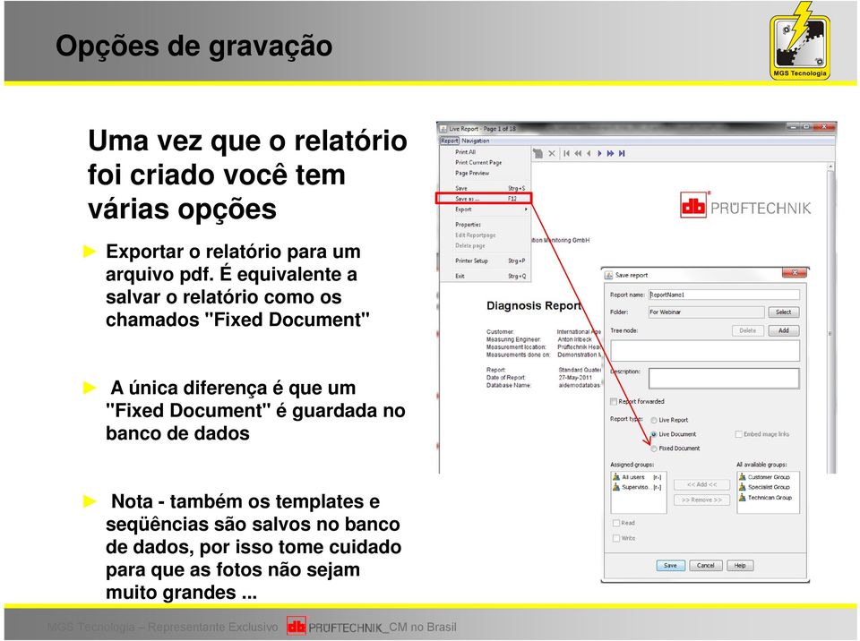 É equivalente a salvar o relatório como os chamados "Fixed Document" A única diferença é que um