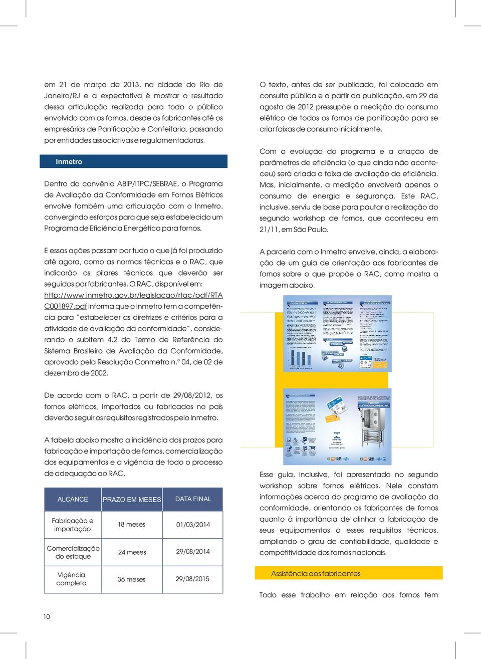 Inmetro Dentro do convênio ABIP/ITPC/SEBRAE, o Programa de Avaliação da Conformidade em Fornos Elétricos envolve também uma articulação com o Inmetro, convergindo esforços para que seja estabelecido