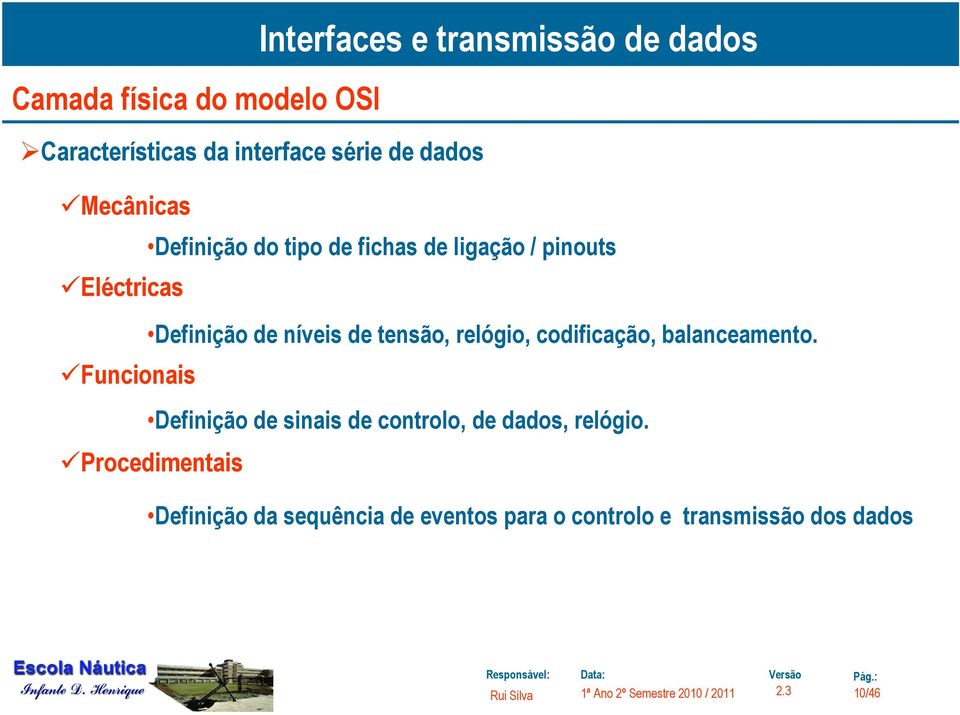 relógio, codificação, balanceamento.