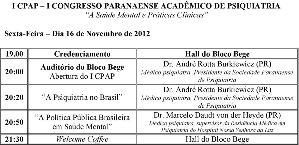 André Rotta Burkiewicz (PR) Médico psiquiatra, Presidente da Sociedade Paranaense de Psiquiatria Dr.