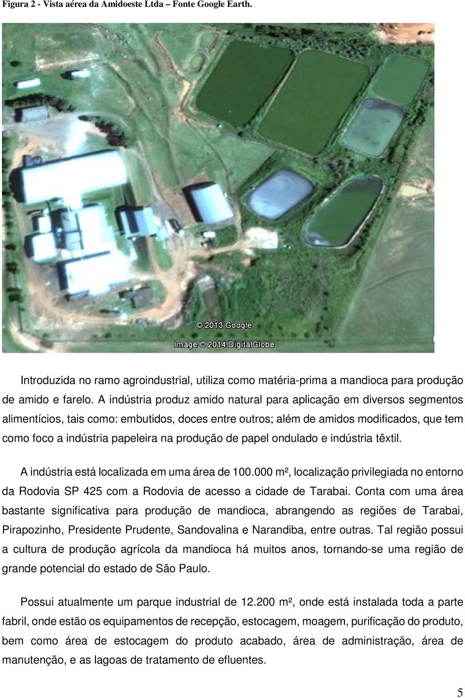 produção de papel ondulado e indústria têxtil. A indústria está localizada em uma área de 100.000 m², localização privilegiada no entorno da Rodovia SP 425 com a Rodovia de acesso a cidade de Tarabai.