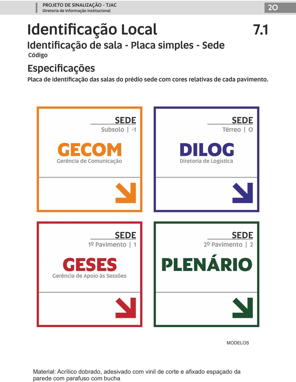 20 Subsolo -1 GECOM Gerência de Comunicação DILOG Diretoria de Logística Térreo 0 1º Pavimento 1 GESES Gerência