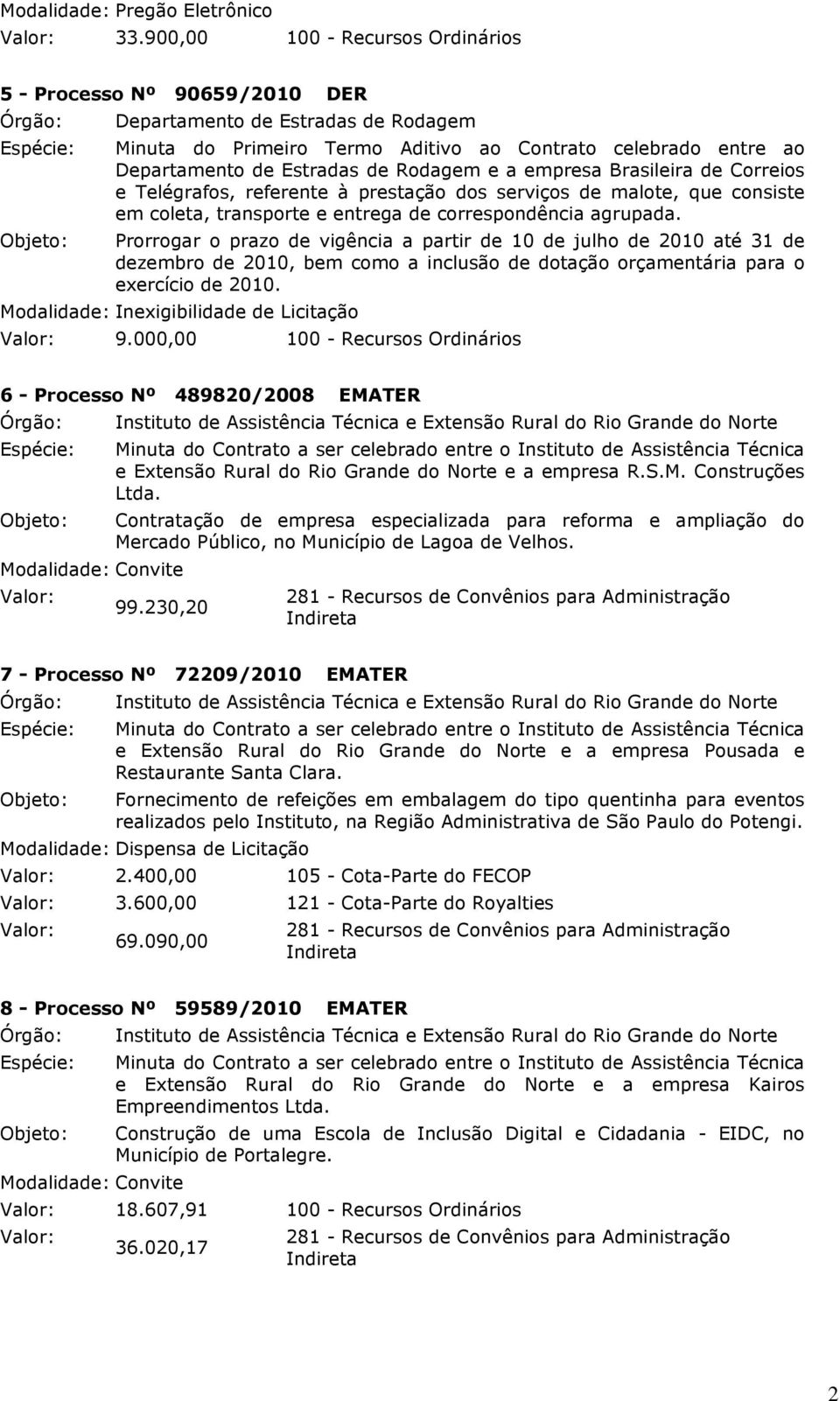 Prorrogar o prazo de vigência a partir de 10 de julho de 2010 até 31 de dezembro de 2010, bem como a inclusão de dotação orçamentária para o exercício de 2010.