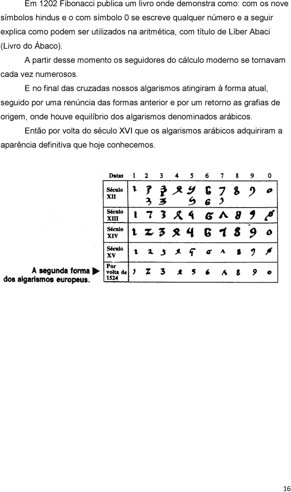 E no final das cruzadas nossos algarismos atingiram à forma atual, seguido por uma renúncia das formas anterior e por um retorno as grafias de origem, onde houve