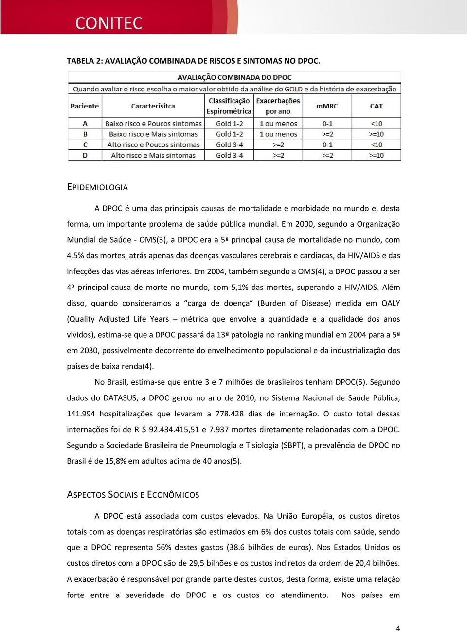 Em 2000, segundo a Organização Mundial de Saúde - OMS(3), a DPOC era a 5ª principal causa de mortalidade no mundo, com 4,5% das mortes, atrás apenas das doenças vasculares cerebrais e cardíacas, da