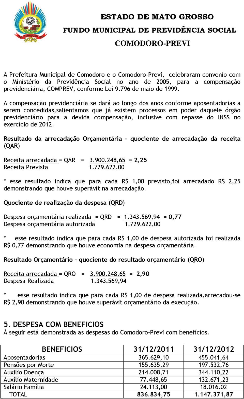 A compensação previdenciária se dará ao longo dos anos conforme aposentadorias a serem concedidas,salientamos que já existem processos em poder daquele órgão previdenciário para a devida compensação,