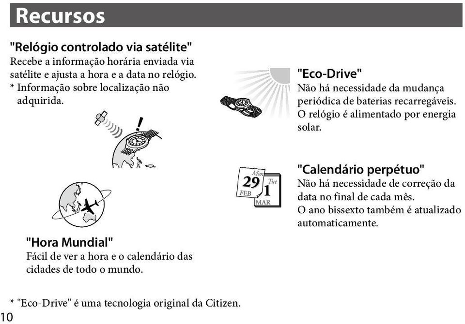 O relógio é alimentado por energia solar. "Hora Mundial" Fácil de ver a hora e o calendário das cidades de todo o mundo.