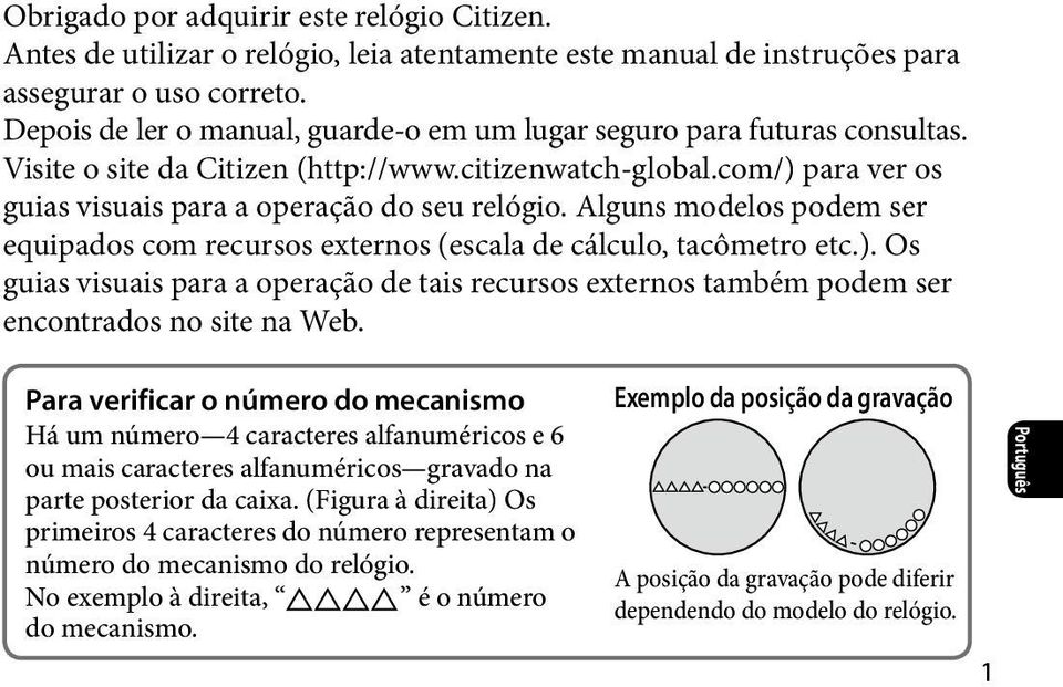 Alguns modelos podem ser equipados com recursos externos (escala de cálculo, tacômetro etc.). Os guias visuais para a operação de tais recursos externos também podem ser encontrados no site na Web.