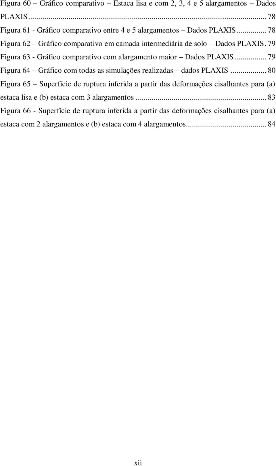 .. 79 Figura 64 Gráfico com todas as simulações realizadas dados PLAXIS.