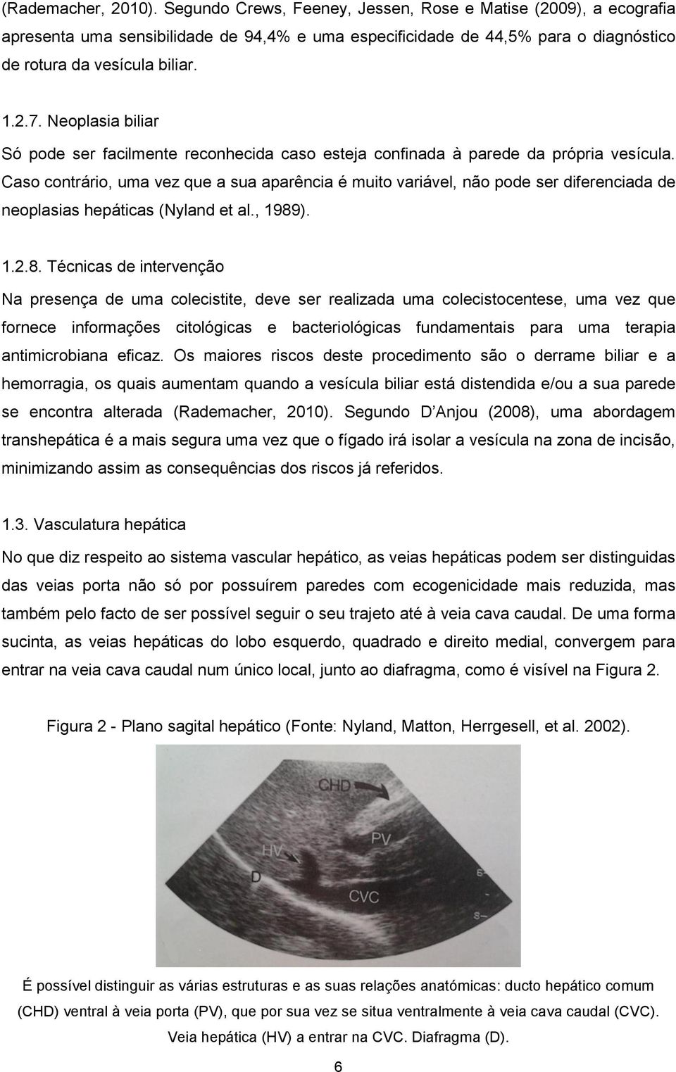 Caso contrário, uma vez que a sua aparência é muito variável, não pode ser diferenciada de neoplasias hepáticas (Nyland et al., 1989