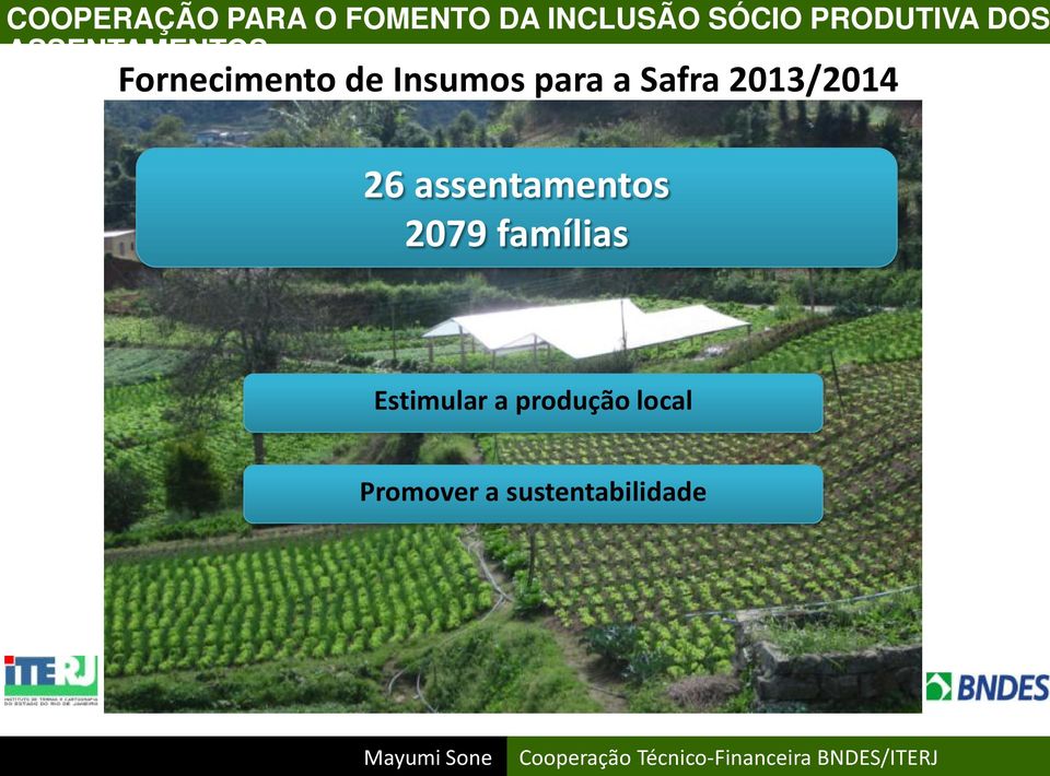 Insumos para a Safra 2013/2014 26 assentamentos